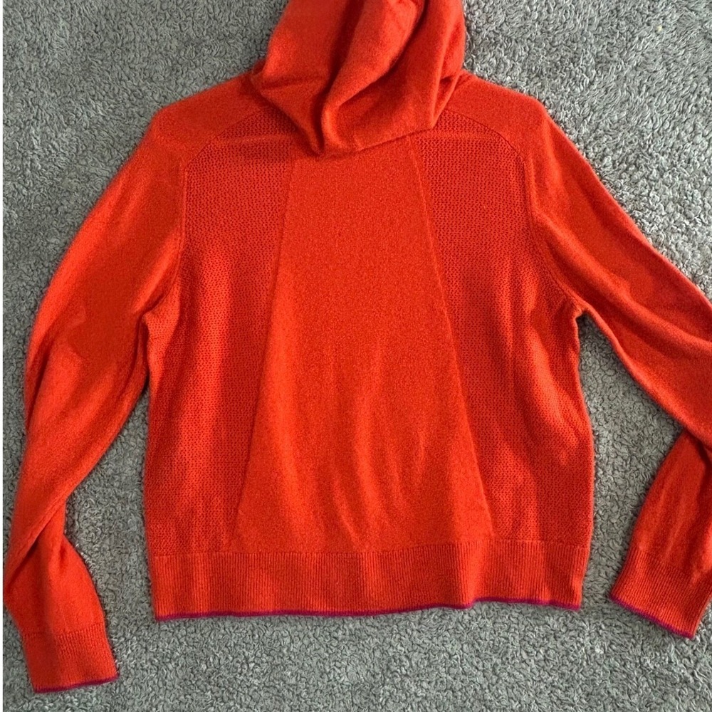 Rag & Bone Dopamine Dressing Cashmere Hoodie Sweater M Quiet Luxury Chic Orange - Picture 3 of 10